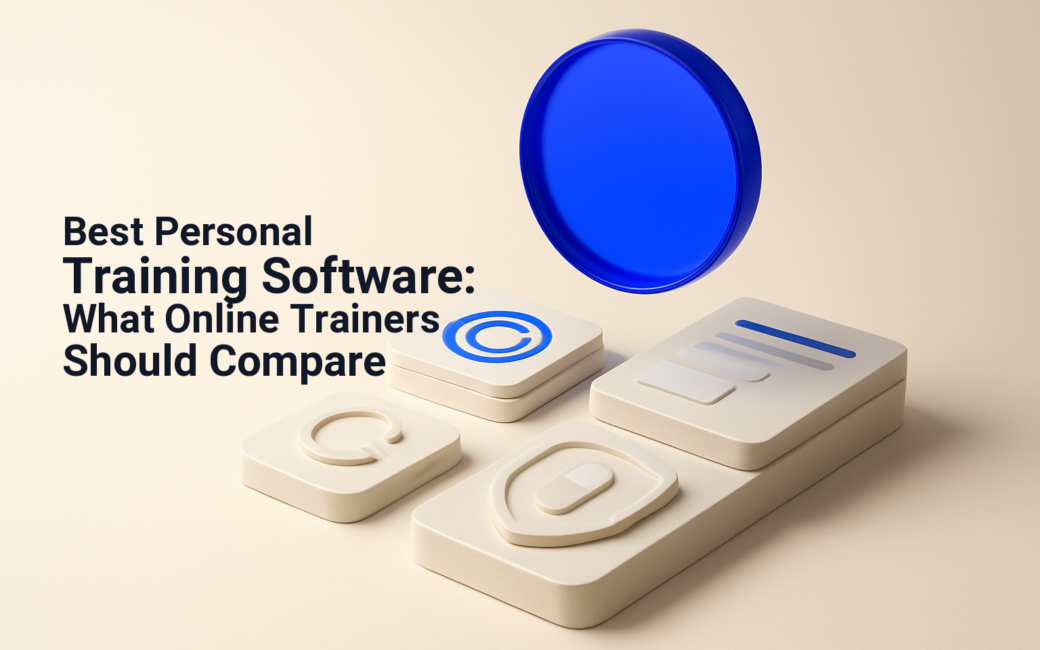 Trainer comparing coaching software, business tools, and a ready-to-sell fitness service.
