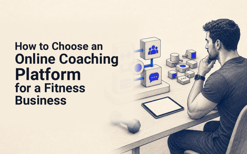 Personal trainer comparing online coaching platform options for a fitness business