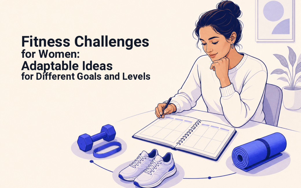 Woman comparing strength, walking, and mobility challenge options on a weekly planner