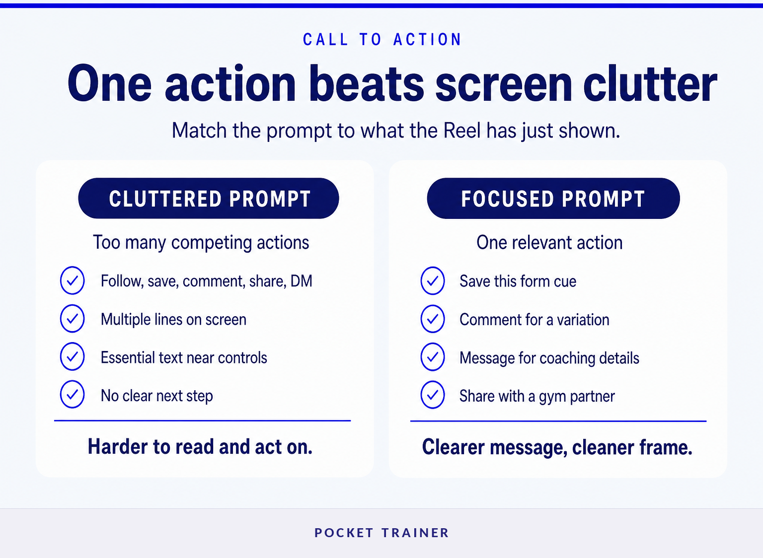 Comparison of unclear and specific calls to action for fitness Reels